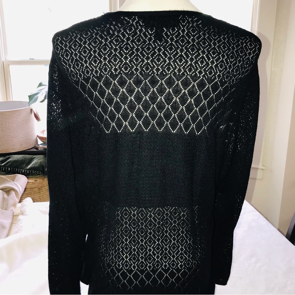 Lane Bryant Black open diamond Knit Top sz 26/28